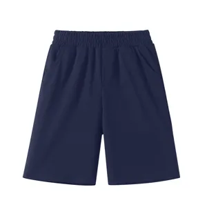 Kids casual cotton shorts solid color summer sports shorts for boys and girls, comfortable.