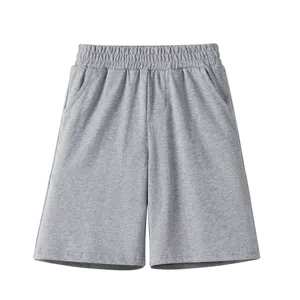 Comfortable gray cotton casual shorts for kids, perfect for summer daily wear and sports.