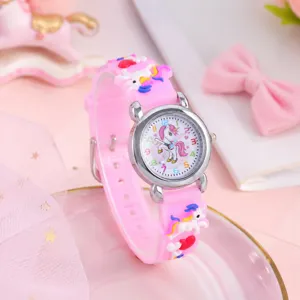 Kinder Quarzurh mit süßem rosa Einhorn Design, Silikonarmband, perfektes Geschenk für Kinder.