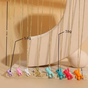 Ensemble de collier pendentif petit ours coloré dopamine, bijoux de chaîne mignons.