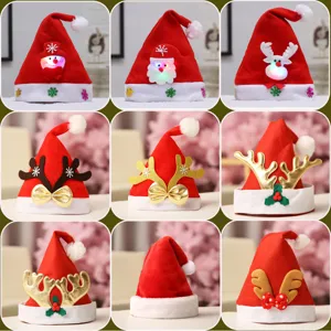 LED Gloeiende Kerstmuts Zachte Xmas Mutsen Pluche Kerstman Sneeuwpop Rendier Hoofdbanden Voor Volwassenen Kinderen Feestdagen Decoraties