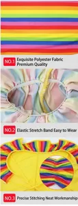 Colorful striped costume detail fabric with elastic band and fine stitching for stage wear.