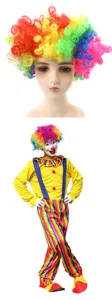 Colorful Rainbow Clown Wig and Costume Set for Carnival Party Stage Cosplay Performance