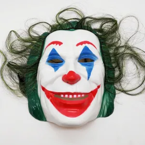 Horror Joker costume mask with green hair for Halloween party and cosplay events stage props.