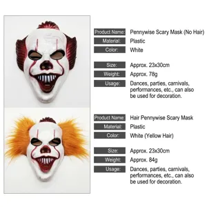 Scary clown mask horror movie cosplay costume props for Halloween party festival decoration