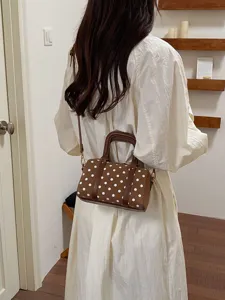 Korean style polka dot bowling bag women shoulder crossbody handbag pillow small square bag