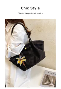 Large capacity retro shoulder tote bag for women, chic style casual underarm bag for daily commute.