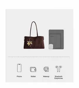 Soft lightweight brown tote bag large capacity commuter shoulder handbag casual stylish purse