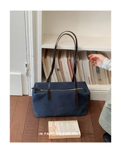 Minimalistische Wildleder-Unterarmtasche, Retro weiche Kissen-Tasche, lässige Pendler-Schultertasche.