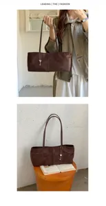 Women suede shoulder tote bag large capacity underarm bag casual commute daily handbag