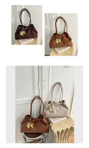 Women suede tote shoulder bag large capacity casual vintage commute underarm bag chic