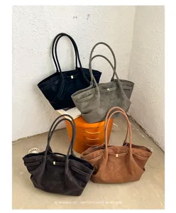 Large capacity retro tote bag women stylish casual shoulder handbag commuter work bag