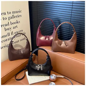 Stylish women's crescent shoulder bag retro PU leather handbag crossbody daily use