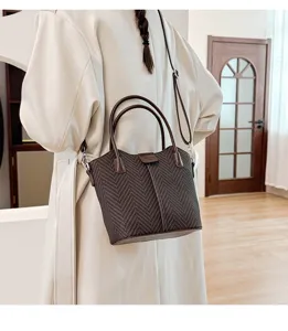 Women's autumn winter casual tote bag retro herringbone pattern crossbody shoulder bag chic.