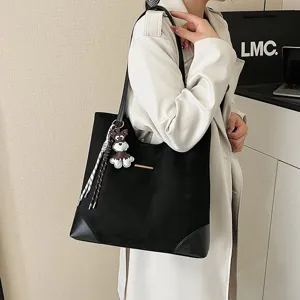 Large capacity suede minimalist casual tote shoulder bag for women commute daily use.