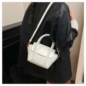 Bolso de hombro tejido blanco asa superior bolso cruzado elegante bolso de mano mujer