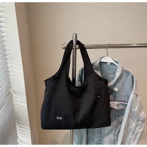 Black Oxford cloth casual tote bag with large capacity shoulder underarm design for daily use
