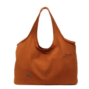 Large capacity casual oxford cloth shoulder bag and handbag in vibrant orange color.