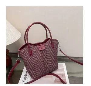 Stylish houndstooth shoulder bag for women, casual autumn winter top handle crossbody purse.