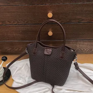 Women Fashion Casual Tote Shoulder Bag PU Leather Patchwork Crossbody Bag Trendy Daily Commuting Handbag