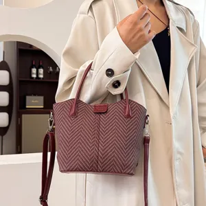 Chic tweed handbag for women casual retro shoulder crossbody bag autumn winter fashion purse