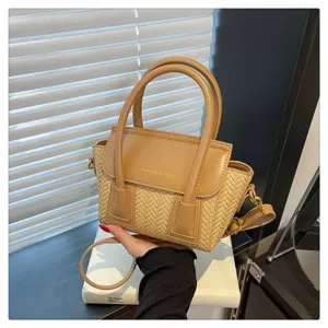 Bolso cruzado tejido elegante para mujer bolso de mano casual de moda en cuero sintético PU