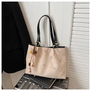 Koreanische Vintage Wildleder Tasche mit Blumenmuster Damen Schultertasche Herbst Stil