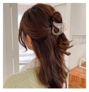 Pinza de pelo transparente para mujer, gran diseño geométrico para elegante peinado trasero.