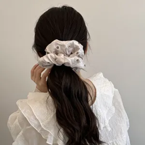 Coletero grande de lunares estilo coreano para mujer, accesorio elegante para el cabello.