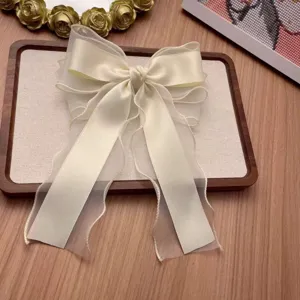 Elegante molletta per capelli con fiocco in raso e organza stile balletto per donne e ragazze