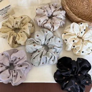 Elegante set de coleteros de lunares de seda, accesorios de moda para el peinado diario.