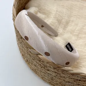 Cerchietto per capelli in raso a pois vintage francese alto cerchio largo per donne