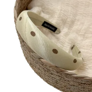 Elegante cerchietto per capelli in raso a pois francese da donna, accessorio moda.