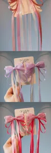Niños Hanfu pinza de pelo linda hada estilo antiguo lazo cinta larga par clip accesorios