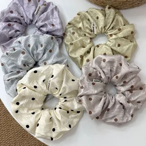 Coleteros de Pelo con Lunares Estilo Coreano Tela Plisada Suave Cuerdas de Pelo Elásticas Soporte para Cocola Accesorios de Pelo para Mujeres