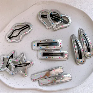 Pinza de Pelo de Metal de Estilo Coreano Linda Estrella Corazón Horquilla Geométrica Colorida Puntos Polka Clip Lateral Accesorios para Pelo Mujer