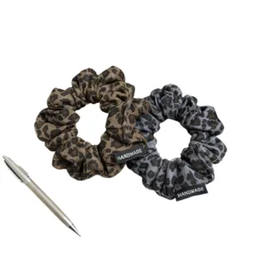 Scrunchies per capelli con stampa leopardata retrò autunno inverno elasticizzati