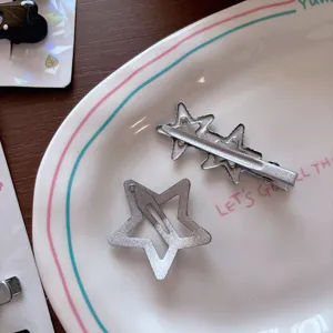 Set de pinzas para el cabello de estrella plateada clip de metal para mujeres y ninas