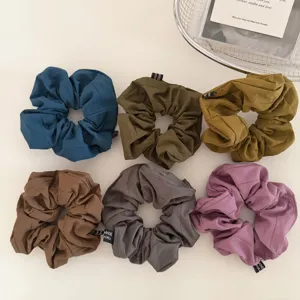 Coleteros de Tela Plisada de Color Sólido Minimalista para Mujeres Accesorios de Cabello Diarios Soporte de Coleta Elástico