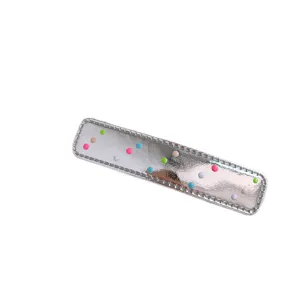 Pinza de pelo rectangular plateada para niñas con lunares de colores, accesorio de estilo coreano.