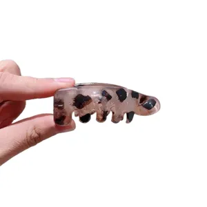 Molla per capelli stampa leopardo grande clip banana accessorio moda donna elegante