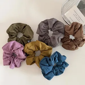 Set de coleteros de tela de color sólido, gomas de pelo suaves para peinados diarios de coleta