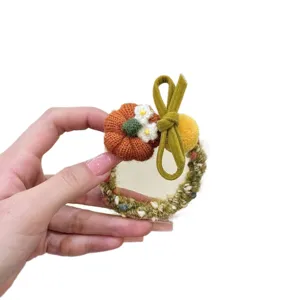 Otoño retro tejido calabaza flor cuerda pelo lazo dulce anillo pelo lana coleta