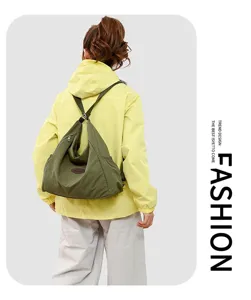 Japanese style minimalist large capacity shoulder backpack multi-use casual nylon bag for women