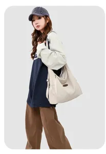 Japanese minimalist large capacity shoulder bag casual versatile canvas tote backpack