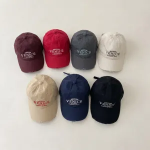 Kids fashion baseball cap spring autumn retro letter embroidered casual duckbill hat 7 colors available