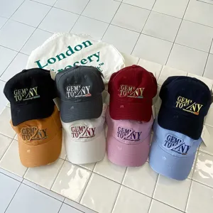 Kids distressed embroidered baseball cap casual fashion sun protection hat detail view