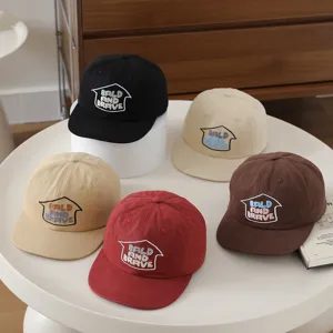 Kids Baseball Cap Adjustable Flat Brim Hip Hop Hat Cute Embroidered Letter Boys Girls Casual Sun Protection Streetwear