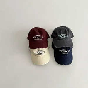 Kids vintage baseball cap cotton embroidered letter sun hat boys and girls stylish headwear
