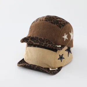 Kinder Kordsamt Leopard Baseballcap Detail, Herbst Winter weiche Krempe süsse Mütze für Jungen Mädchen.